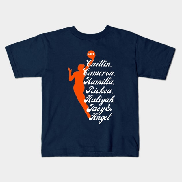 WNBA Draft 2024 Caitlin Clark, Cameron Brink, Angel Reese Kids T-Shirt by Shine Threads